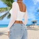 thumbnail image 5 of Blusas Cortas Sheer Mesh Crop Tops Encaje Sexy Camisetas de manga larga Ropa femenina (Blanco XL) Cgtredaw Para estrenar, 5 of 8
