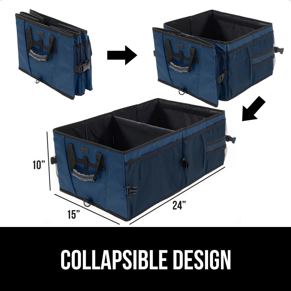 GORILLA GRIP Trunk Storage Organizer, Collapsible Container for Car Sedan or SUV, Blue