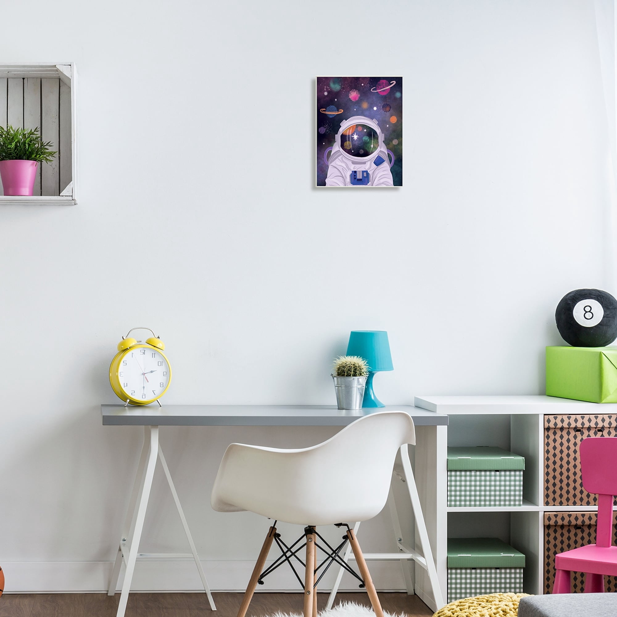 Stupell Industries Cosmic Universe Reflection Astronaut Helmet Galaxy Stars Wood Wall Art, 13 x 19, Design by Lisa Perry Whitebutton