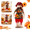 Burgundy, Orange, Red, Green, variant on Wdhugt Handmade Halloween Scarecrow Decor, 15.7in Fabric & Straw Tabletop Figurine with Sunflower, Burgundy Hat Red Pants, Thanksgiving Farmhouse Mantel Shelf Accent