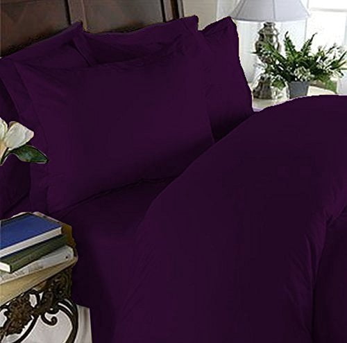 Elegant Comfort 3 Piece 1500 Thread Count Luxury Ultra Soft Egyptian Quality Coziest Duvet Cover Set, Full/Queen, Eggplant/Pur
