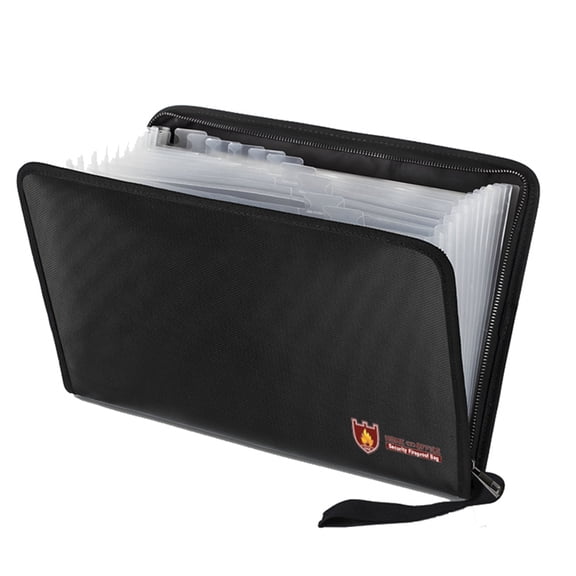 Gear GO Fireproof Expanding File Folder with Black, 12 Pockets