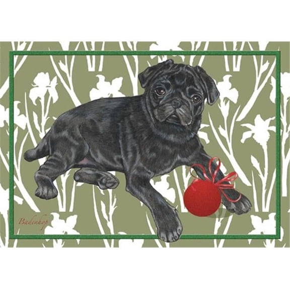 Pipsqueak Productions C530 Holiday Boxed Cards- Pug Black