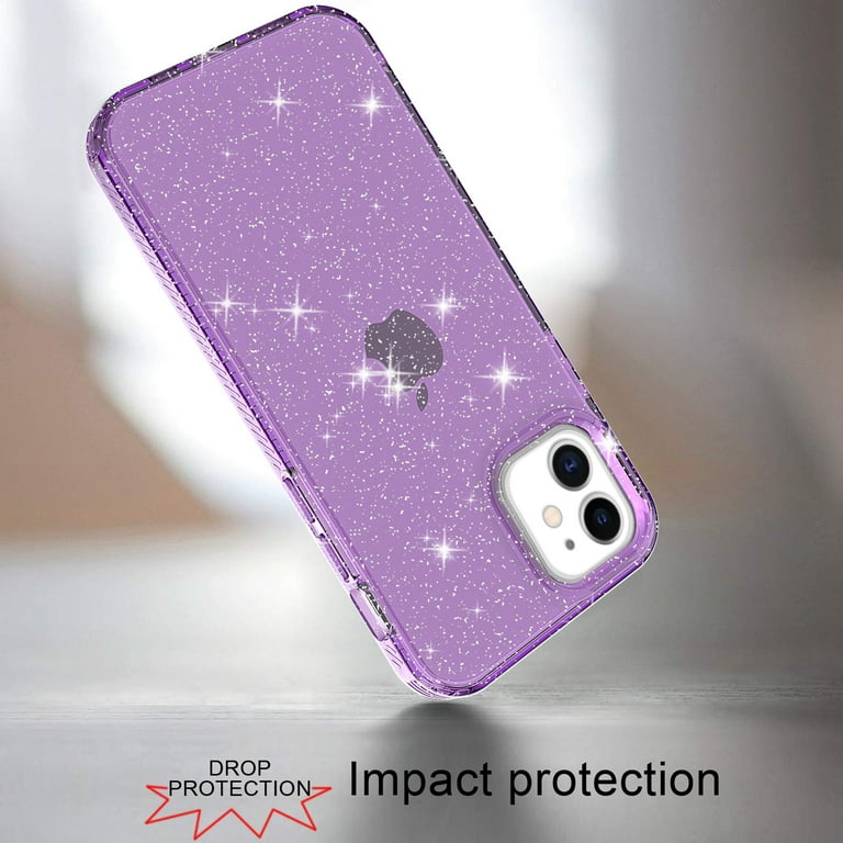 Apple iPhone 12miniパープル クリアケース付き iPhone 12 mini Clear Case, Dteck Bling Glitter Transparent