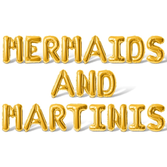 Letter Balloons - MERMAIDS AND MARTINIS 16" Inch Alphabet Letters Foil Mylar Balloon Bachelorette Party Banner (Gold)
