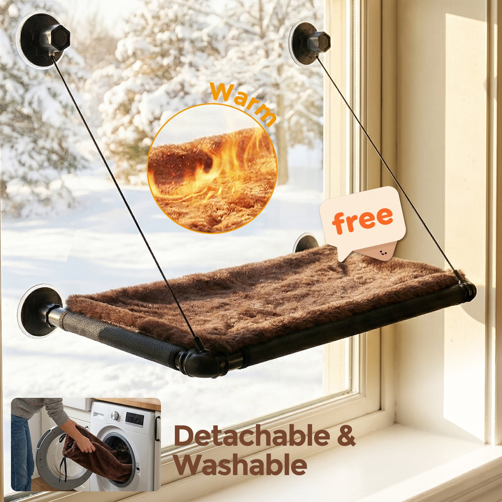 Cat Window Perch, Cat Hammock for Window, Safety Cat Window Perch for Cats Inside - Space Saving Window Mounted Cat Seat Cat Bed for Large Cats