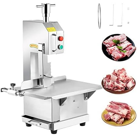 TECSPACE 110V Bone Saw Machine 850W Meat Saw Bone Cutter Butcher Bandsaw Thickness Range 0-3.94 Max Cutting Height 7.9 Workbench 19.13 x 12.8 Work Speed 15m/s Electric Bone Cutting Machine