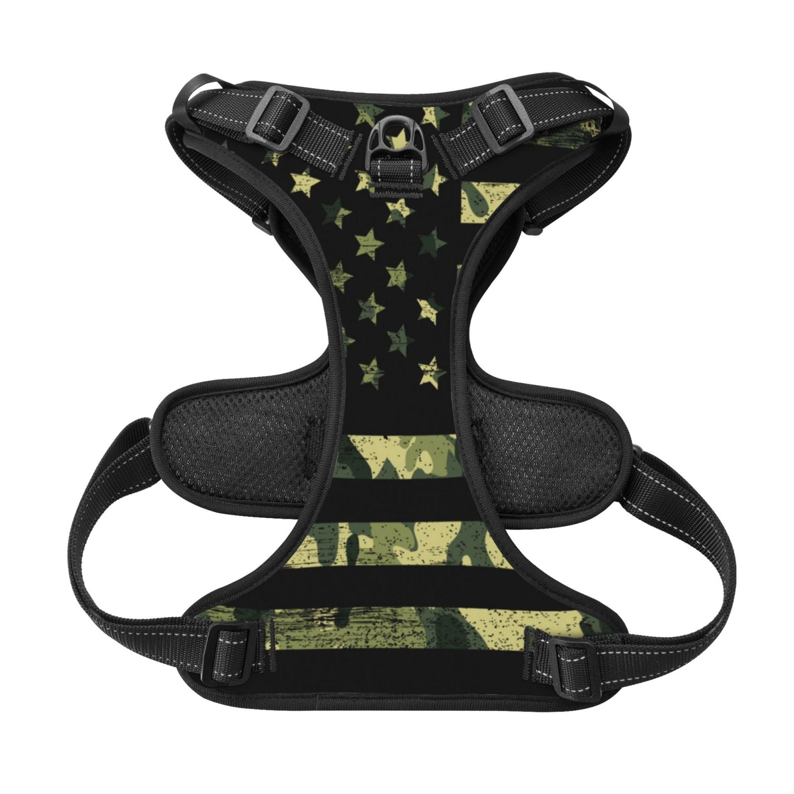 Picia American Flag Camo No-Pull Dog Harness Reflective Front Clip Vest with Handle,Step-in Air Dog Harness,Adjustable 2 Metal Rings 4 Buckles,Easy to Put on & Take Off Small