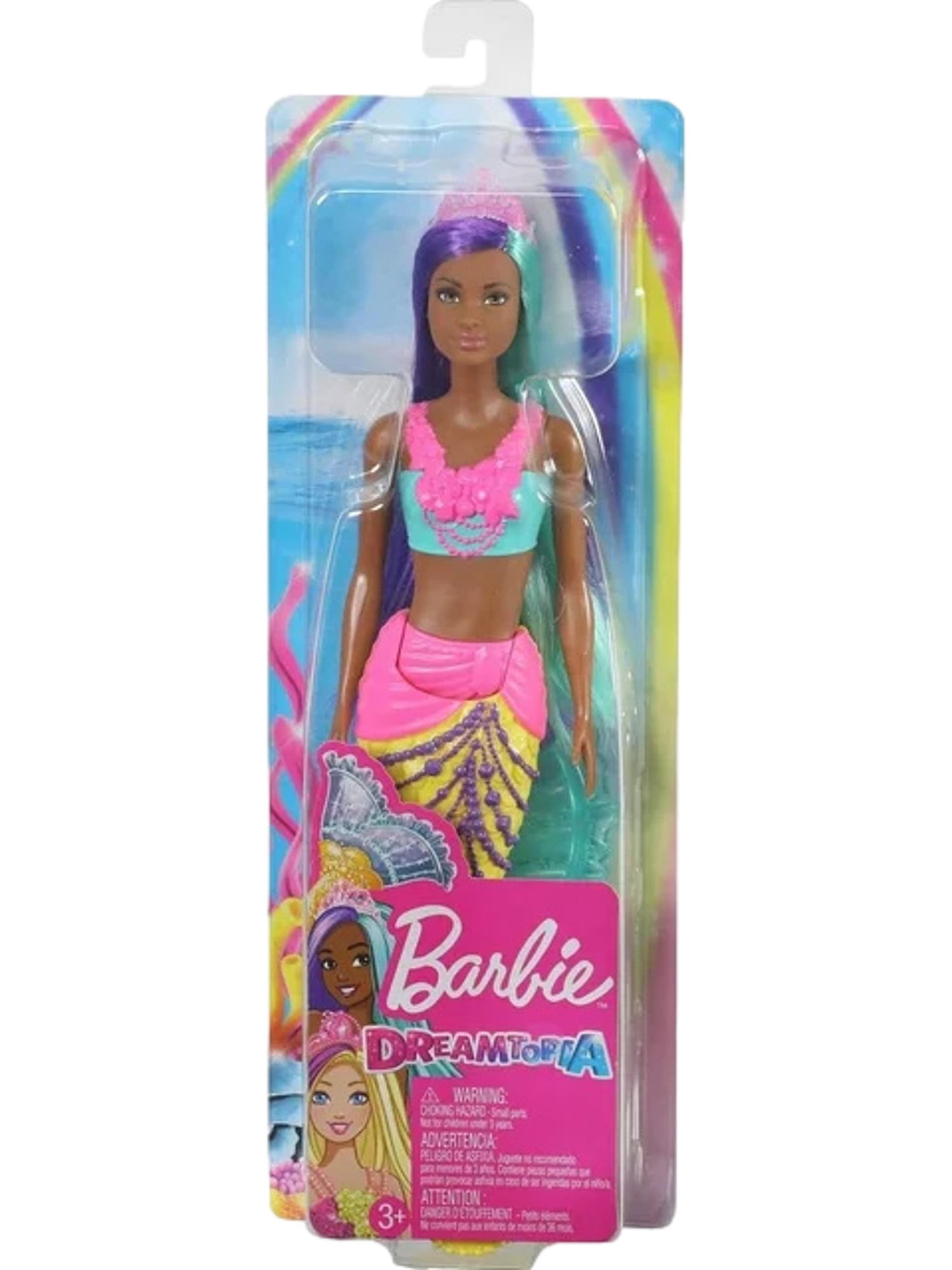 Barbie Dreamtopia Mermaid Doll with Teal & Purple Hair, Yellow Tail & Tiara Accessory