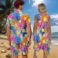 thumbnail image 2 of Yuyamidu Matching Outfits for Couples Midi Dresses for Women Men's 2 Piece Summer Outfits Button Down Shirts and Shorts Vacation Sets Asymmetrical Hem Dress Tropical Floral Woman L, 2 of 6
