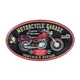 thumbnail image 1 of IH Casa Decor Embossed Oval Metal Sign Motorcycle Garage, 1 of 3