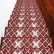 Stair Treads Modern Collection Contemporary, Cozy, Vibrant and Soft Stair Treads, 9'' x 28'', Red & White, Pack of 4 [100% Polypropylene]