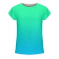 thumbnail image 4 of USSUMA Short Sleeve Women Tops Dressy Casual Ombre Basic Cute 2022 Trendy T-Shirt Shirts Round Neck Tie Dye Gradient Plus Size Tunics Top for Women Summer Blouse, 4 of 5