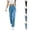 Blue, variant on SETOOFF Women Elastic High Waist Straight Leg Denim Jeans Pull On Loose Fit Stretch Trousers with Front Pockets Casual Daily Street Lounge Travel Wear