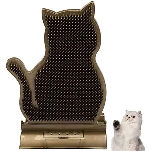 Jouet de Massage à gratter pour Chat avec Herbe à Chat, Brosse de Massage d'angle de Mur de Chat, Peigne de toilettage, pour Chat à Cheveux Longs et Courts (Marron)