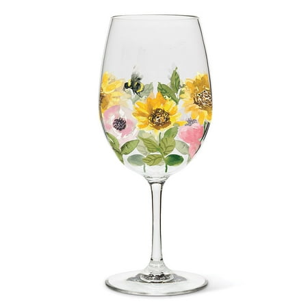 

Set of 1 Sunflowers & Bees Wine Glass