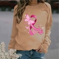 thumbnail image 2 of VKOYWKM Womens Breast Cancer Awareness Tops Pink Ribbon Print T-Shirts Long Sleeve Breast Cancer Survivor Tops Fall Crew Neck Pullover Tees, 2 of 5