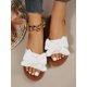thumbnail image 2 of Preppy Outdoors Flat Slippers for Women, Bow Decor Polyester Open Toe Slide Sandals, 2 of 4
