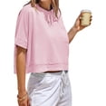 thumbnail image 4 of Womens Oversized Crop Tops Workout Short Sleeve T Shirts Summer Casual Loose Fit Basic Tee Shirts with Pockets, 4 of 5