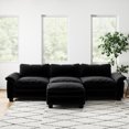 thumbnail image 4 of Comfortable Velvet Sectional With Portable - 18.5"h Height Stylish Black Reversible Cushions Not Included, 4 of 6