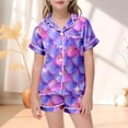 thumbnail image 2 of Pyjamas en Satin pour Garçons Imprimé Manches Courtes Filles Ensemble de Pyjamas à Boutons Mode Filles Ensemble de Pyjamas Filles Pyjamas Garçons Filles Mode, 2 of 4