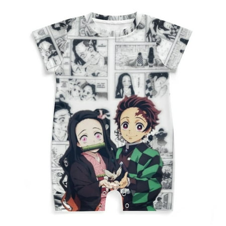 

Demon Slayer Baby Romper Anime Romper for Baby Short Sleeve Pajamas for Baby Boy Girl Jumpsuits Sleep And Play 3-24 Months