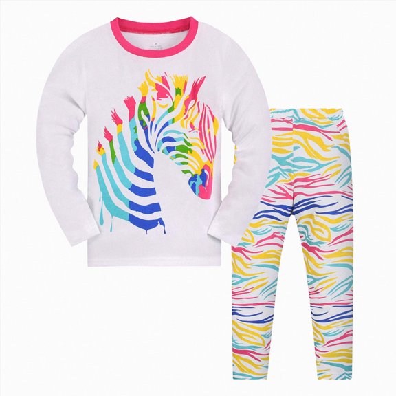 larppty Pajama Sets Long Sleeve Top with Pants Soft Sleepwear 2 Piece Pjs Set (White,3-4 Years)