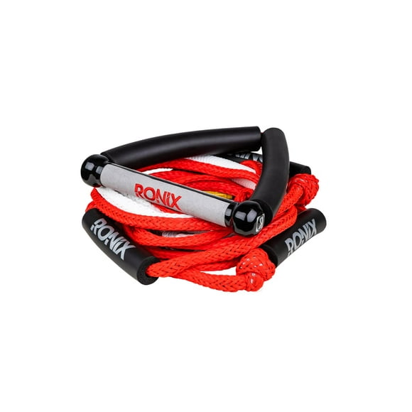 Ronix Bungee Surf Rope 10 In. Handle Hide Grip W/ 25Ft. 5-Sect. Rope Red