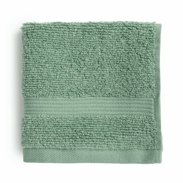 Mainstays Performance Cotton Washcloth, Super Soft Quick Dry Fade Resistant, Solid Green