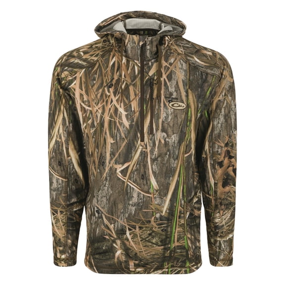 Drake Men's Breathelite Quarter Zip Hoodie Mossy Oak Shadow Grass Habitat XL