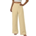 thumbnail image 2 of Laqbezok Women's Cotton Linen Wide Leg Pants, Loose High Waist Casual Trousers with Pockets, Summer Breathable Lounge Outfit, 2 of 10