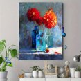 thumbnail image 4 of Vibrant Red Orange Dahlia Canvas Print, Perfect for Living Room, Office, Kitchen, Entryway, 4 of 8