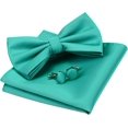 thumbnail image 1 of LAICAIW Mens Solid Color Double Fold Pre-tied Bow Tie and Pocket Square Cufflink Set with Gift Box, 1 of 6
