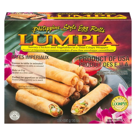 Philippine Style Egg Rolls – Lumpia – Savory Chicken And Vegetables in A Thin Crispy Wrapper, Net Wt. 425 g 15 Oz