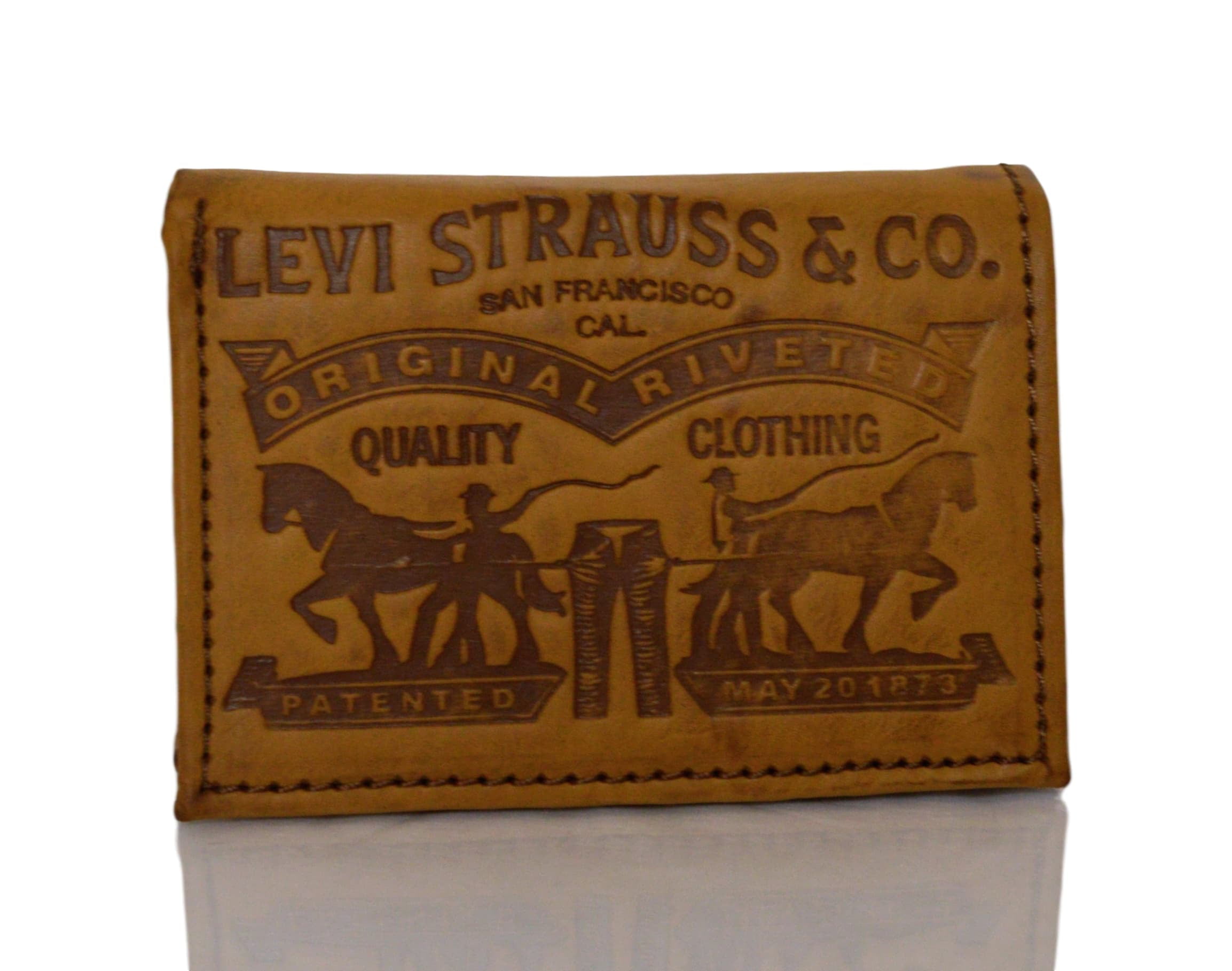 Levi's Two Horse Logo Men's Trifold Leather Wallet 