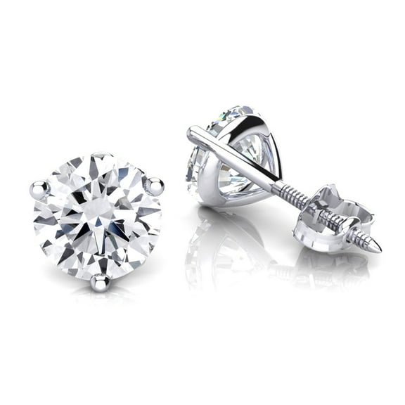 Ladies 14k Solitaire Round Natural 1.5 Ctw Diamond Martini Stud Earrings For Her (White Gold)