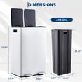 thumbnail image 2 of Dual Compartment Stainless Steel Trash & Recycling Bin – 16 Gallon (2 x 8 Gal), Step Pedal, Removable Inner Buckets, Double Lids, Odor Control, for Kitchen, Home, Office, 2 of 15