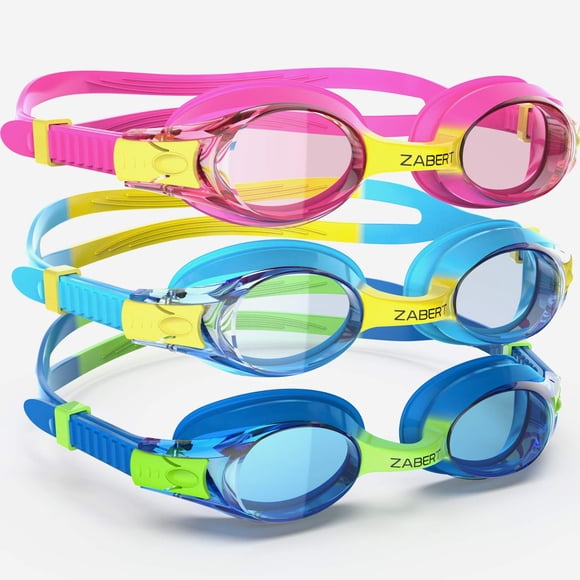 Gafas de natación ZABERT K20 para niños de 3 a 10 años, paquete de 3