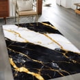 thumbnail image 4 of 4x6 Area Rugs, Black Marble Non-Skid Rubber Backing Large Rectangle Rugs - Living Room Bedroom Home Office, Luxury Gold White Abstract Cracks Artwork Indoor Floor Mat Carpets Washable Rug, 4 of 9