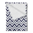 thumbnail image 2 of Chevron Soft Flannel Fleece Throw Blanket, Geometrical Zig Zag Striped Pattern on White Background Modern Art Design, Cozy Plush for Indoor and Outdoor Use, 70" x 90", Navy Blue White, by Ambesonne, 2 of 5