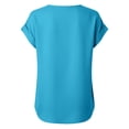 thumbnail image 4 of Craaazy Women Casual Tops Loose Fit Solid Color V Neck Wrap Front Short Sleeve Cotton Linen Blouses for Summer Gift, 4 of 6