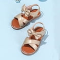thumbnail image 6 of Staki Girls Sandals Glitter Crisscross Strappy Open Toe with Bow Summer Dress Sandals Gold,12 Little Kid, 6 of 6