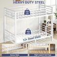 thumbnail image 3 of Miniyam Twin Over Twin Metal Bunk Bed with Underbed Storage for Bedroom, White, 3 of 8