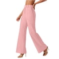 thumbnail image 3 of AHTJRT Capri Pants for Women Flowy Elastic High Waist Wide Leg Casual Loungewear Pants Summer Capris with Adjustable Drawstrings Pink &F2L, 3 of 8