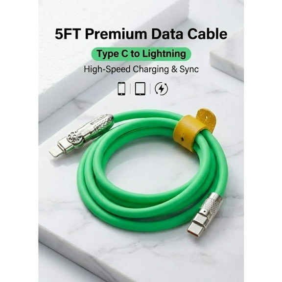 USB C to IOS 5FT Silicone Cable, Ultra Flexible & Soft USB Type C 100W Fast Charging & PD Data Transfer Cable for Phones, Tablets, Laptops