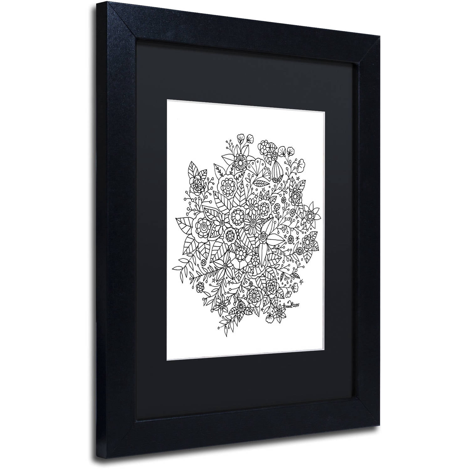 Trademark Fine Art "Sample" Canvas Art by KCDoodleArt Black Matte, Black Frame