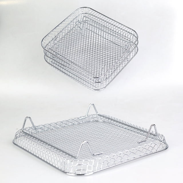 Rejilla para freidora de aire de 3 capas Rejilla apilable para asar a la parrilla para la familia (Cuadrado) Hugtrwg Libre de BPA