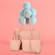 thumbnail image 5 of 3 unids/set Color sólido remache mujer bolsos de hombro bolsos con asa superior (rosa) Likrtyny Para estrenar, 5 of 7