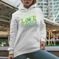 thumbnail image 2 of Love Wavy Text, St. Patrick's Day, White Hooded Sweatshirt or Hoodie, Large, 2 of 5