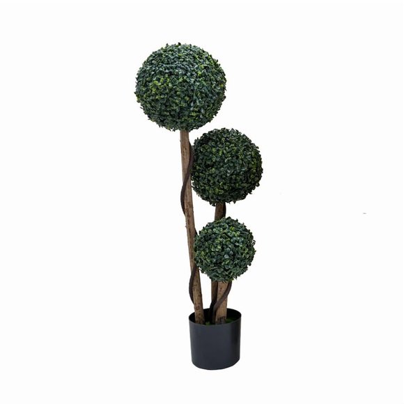 35" Artificial Topiary Tree with Planter, Faux Milan Grass Ball Topiary for Outdoor & Indoor Home, Office, Porch Decor